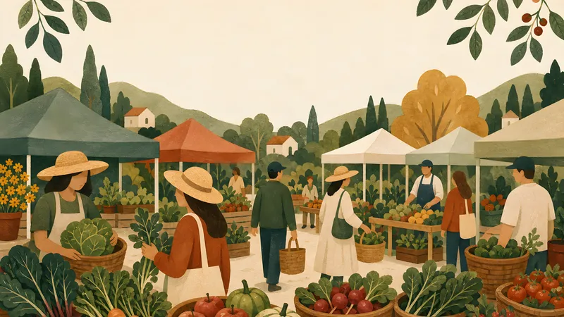 Illustration of a farmers market
